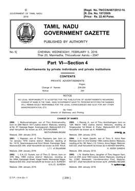 Tamil Nadu Government Gazette