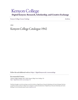 Kenyon College Catalogue 1942