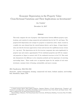 Economic Depreciation in the Property Value: Cross-Sectional Variations and Their Implications on Investments∗