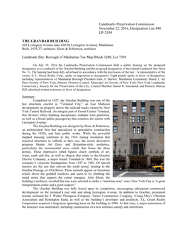 THE GRAYBAR BUILDING 420 Lexington Avenue (Aka 420-30 Lexington Avenue), Manhattan Built, 1925-27; Architect, Sloan & Robertson, Architect