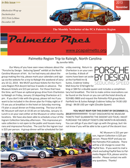 Palmetto Pipes November 2013