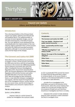 Inquest Law Update Inquest Law Update Editors: Jenni Richards QC and Josephine Norris