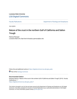 Nature of the Crust in the Northern Gulf of California and Salton Trough