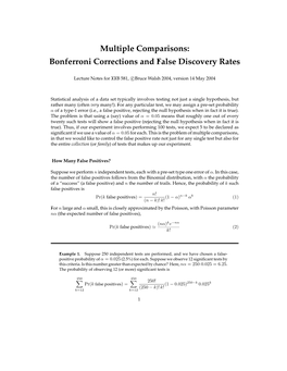 Multiple Comparisons: Bonferroni Corrections and False Discovery Rates