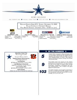 Dallas Cowboys at Cincinnati Bengals Paul Brown Stadium - Cincinnati, Ohio - 12:00 P.M