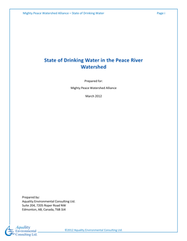 State of Drinking Water in the Peace River Watershed Final March 5