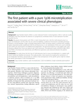 The First Patient with a Pure 1P36 Microtriplication Associated With