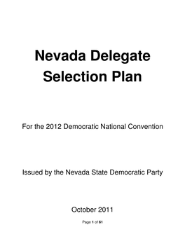 Nevada Delegate Selection Plan