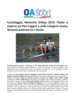 Canottaggio, Memorial D'aloja 2019
