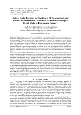 Actors' Social Tensions on Traditional Birth Attendants and Midwife Partnerships in Childbirth Assistance (Sociology of Health Study in Bulukumba Regency)