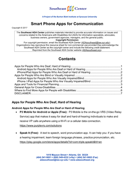 Smart Phone Apps for Communication Copyright © 2017