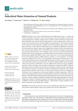 Subcritical Water Extraction of Natural Products