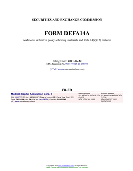 Mudrick Capital Acquisition Corp. II Form DEFA14A Filed 2021-06-22