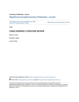 Cable Barrier Literature Review