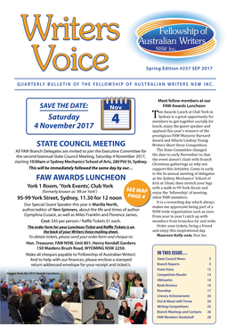 Saturday 4 November 2017 STATE COUNCIL MEETING FAW