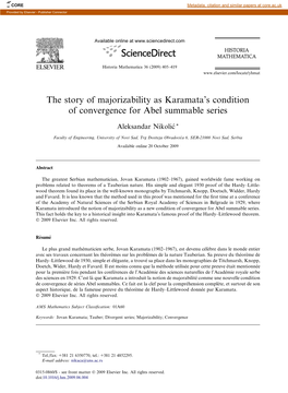 The Story of Majorizability As Karamata's Condition Of