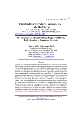 International Journal of Arts and Humanities(IJAH)