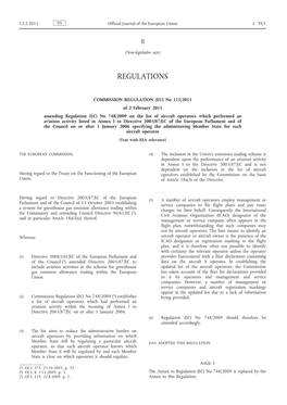 No 115/2011 of 2 February 2011 Amending Regulation