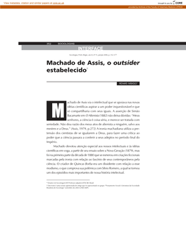 Machado De Assis, O Outsider Estabelecido1