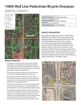 140Th Red Line Pedestrian Bicycle Overpass DAKOTA COUNTY