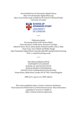 Envisioning Global LGBT Human Rights: (Neo)Colonialism, Neoliberalism, Resistance and Hope Edited by Nancy Nicol, Adrian Jjuuko, Richard Lusimbo, Nick J