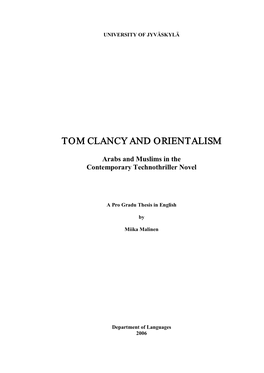 Tom Clancy and Orientalism