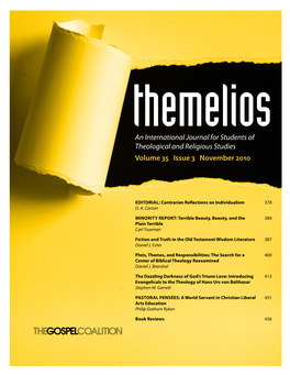 An International Journal for Students of Theological and Religious Studies Volume 35 Issue 3 November 2010