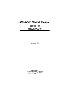 6809 Development Manual Preliminary