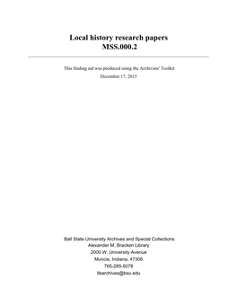 Local History Research Papers MSS.000.2