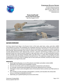 Franz Josef Land SAFARI OVERVIEW