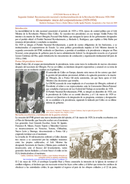 El Maximato: Inicio Del Corporativismo (1929-1934) Humberto Domínguez Chávez Y Rafael Alfonso Carrillo Aguilar Planteles Azcapotzalco Y Sur