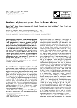 Pedobacter Xinjiangensis Sp. Nov., from the Desert, Xinjiang