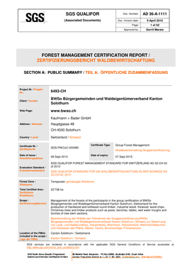 Sgs Qualifor Forest Management Certification