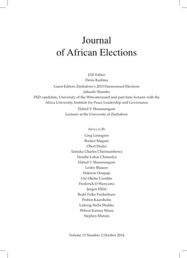 Journal of African Elections