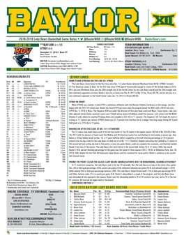 2018-2019 Lady Bears Basketball Game Notes • @Baylorwbb @Baylorwbb @Baylorwbb Baylorbears.Com GAME NO