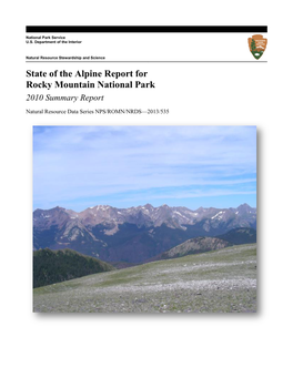State of the Alpine Report for Rocky Mountain National Park 2010 Summary Report