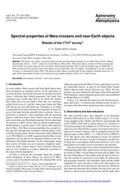 Spectral Properties of Mars-Crossers and Near-Earth Objects