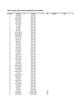 2014-15 Upper Deck Letterman Basketball Final Checklist