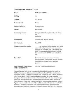 GLANUSK PARK and PENMYARTH Ref No PGW (Po) 3 (POW) OS Map