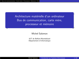 Architecture Matérielle D'un Ordinateur Bus De Communication, Carte Mère