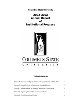 2002-2003 Annual Report of Institutional Progress
