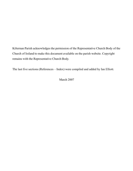 Kilternan Parish Acknowledges the Permission of the Representative Church Body of the Church of Ireland to Make This Document Available on the Parish Website