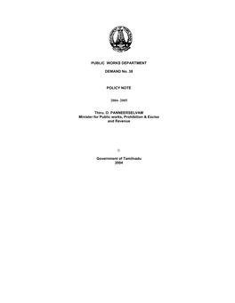 PUBLIC WORKS DEPARTMENT DEMAND No. 38 POLICY NOTE 2004