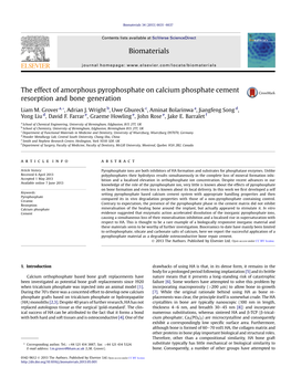 The Effect of Amorphous Pyrophosphate on Calcium Phosphate Cement Resorption and Bone Generation