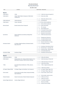 Polling Schedule 26 June 2012