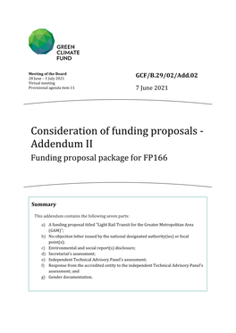 Consideration of Funding Proposals - Addendum II Funding Proposal Package for FP166