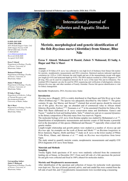 Meristic, Morphological and Genetic Identification of the Fish Brycinus