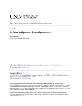 An Annotated Guide to Flute and Guitar Music