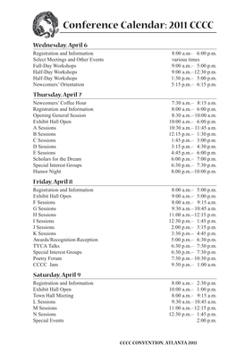 Conference Calendar: 2011 CCCC