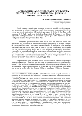 Aproximación a La Cartografía Informática De Orden S. Juan Enc